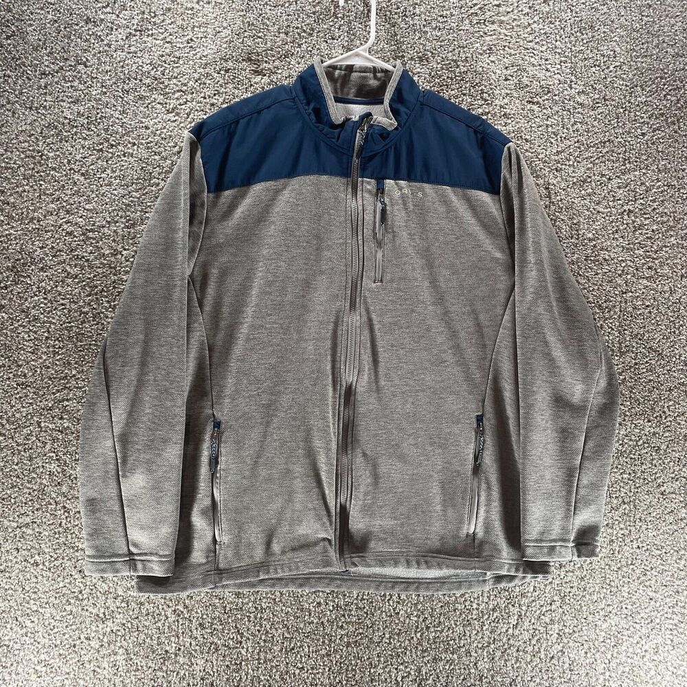 Orvis Jacket Mens Extra‎ Large Grey Blue Full Zip Polyester Adult Zip Pockets